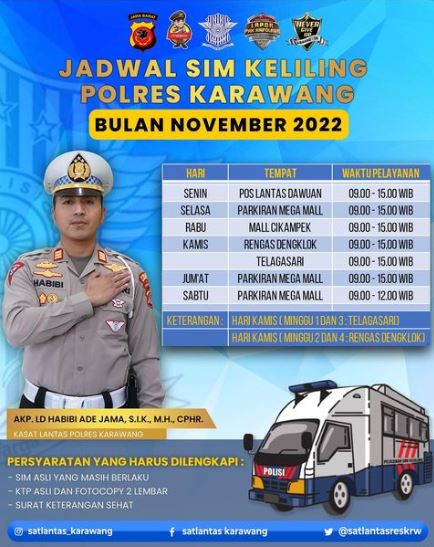 Lokasi Layanan SIM Keliling Polres Kerawang Hari Ini, Sabtu 26 November 2022